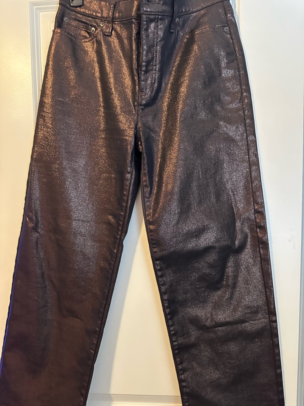 Banana Republic Metallic High-Rise Straight Pants - Bronze Sheen